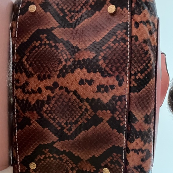 Frances Valentine Sabrina Snake Embossed Leather Satchel-Pink - Picture 8 of 14